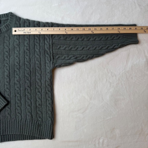 Aritzia Sunday Best Cable Knit Sweater  Merino Wool Green Old Money Sz Small - Picture 6 of 14